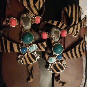 Tiger calf hair sandles size 10